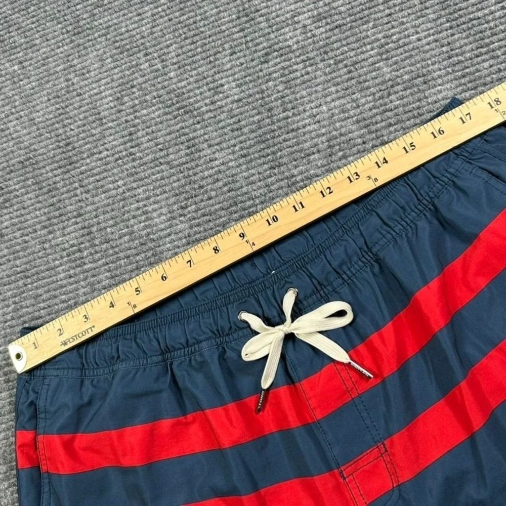 Fair Harbor The Anchor Trunk Swim Bottoms Mens XXL Blue‎ Red Stripes Drawstring